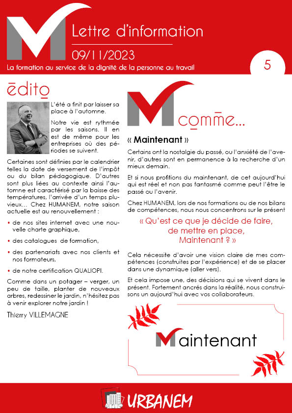 Lettre d'information n°5 URBANEM