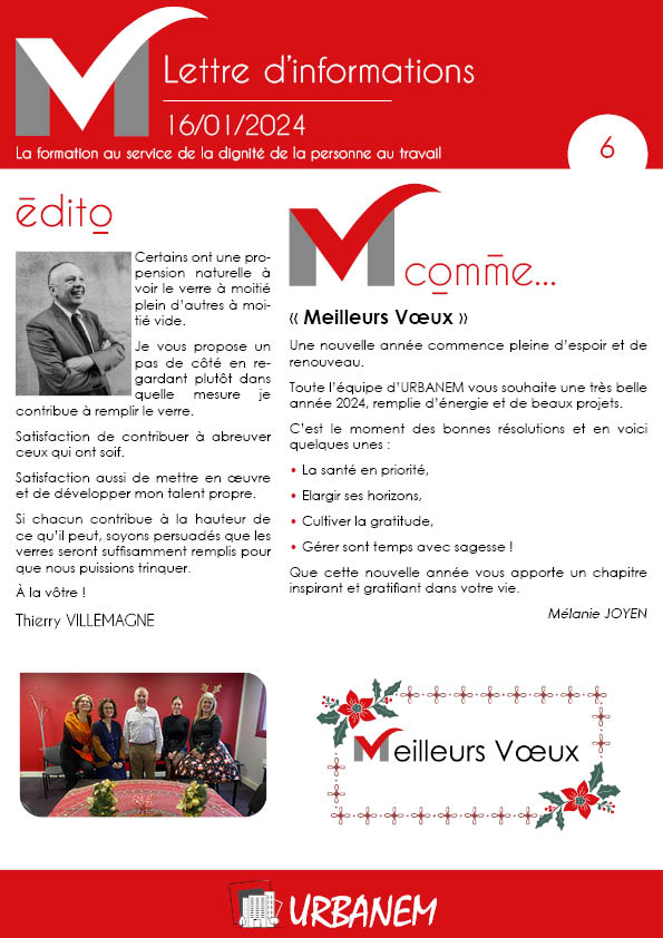 Lettre d'informations n°6 URBANEM